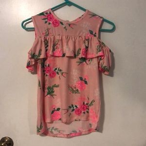 pink shirt with flowers